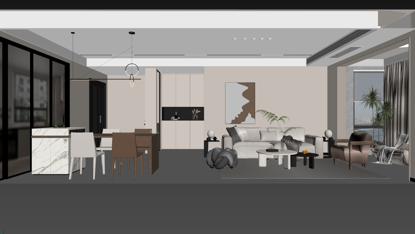 现代客餐厅3D模型下载【ID:1221630140】