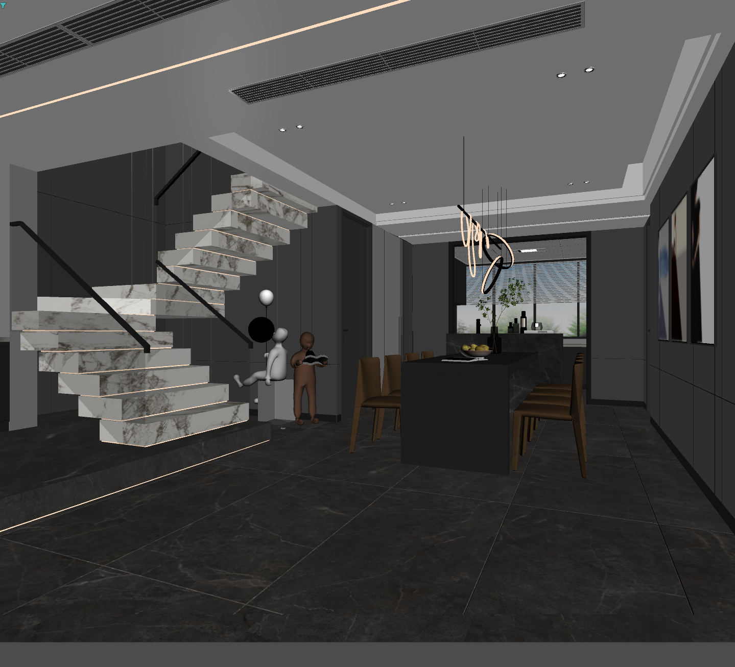 现代客餐厅3D模型下载【ID:1221597404】