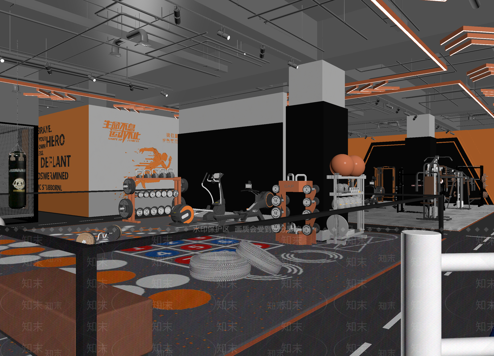 工业风健身房3D模型下载【ID:1214368325】