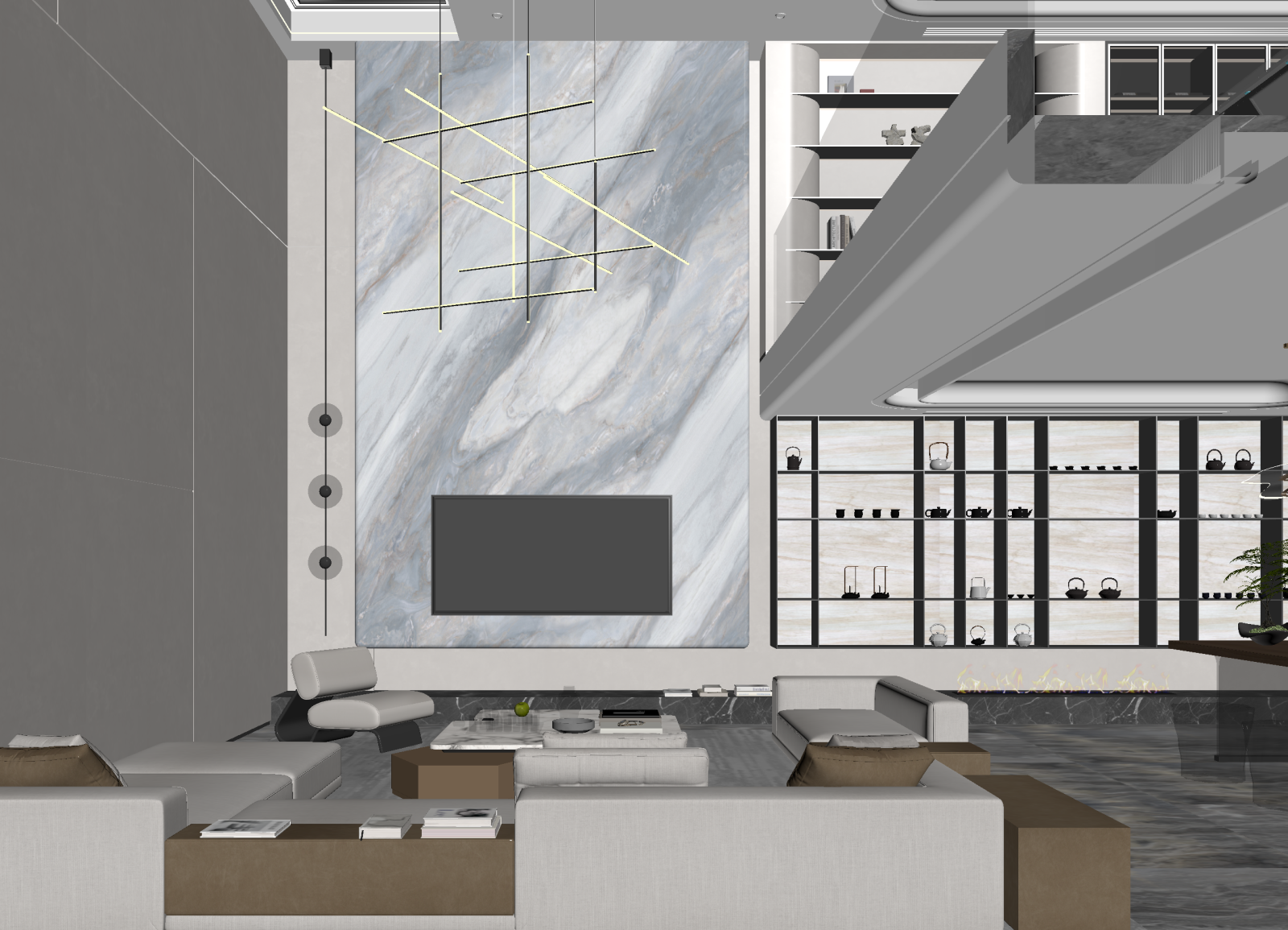 现代挑空客厅3D模型下载【ID:1221926683】