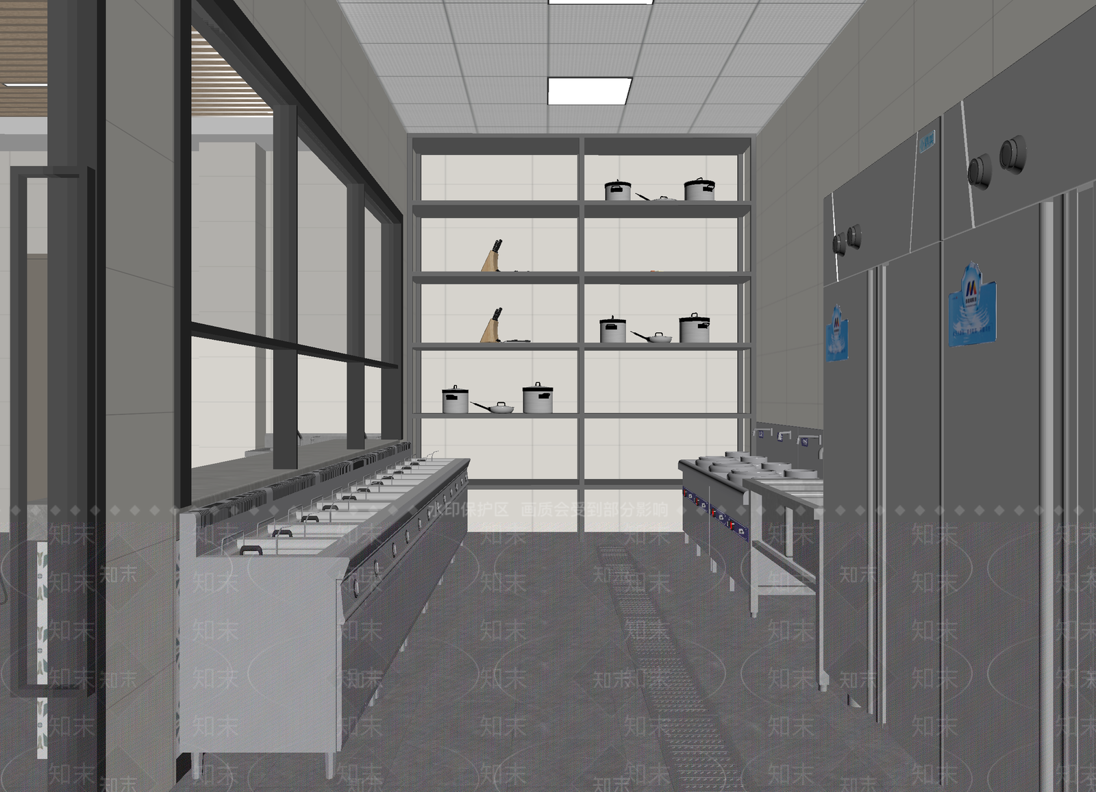 现代后厨3D模型下载【ID:1214229796】