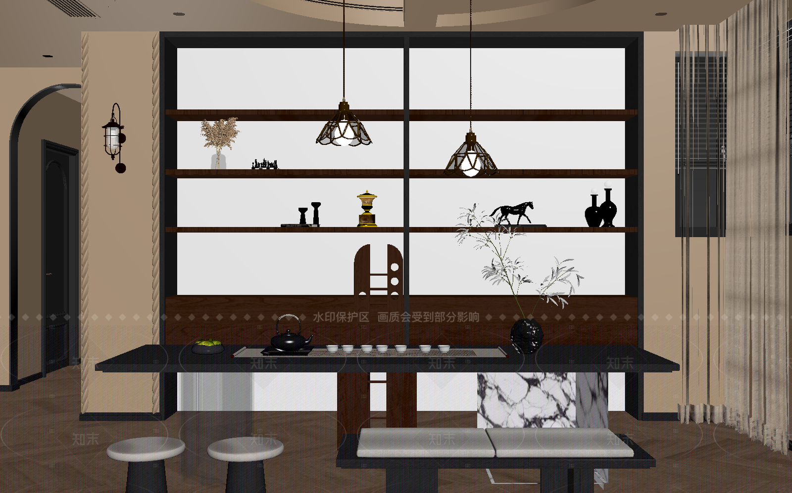 中古茶室3D模型下载【ID:1214615197】