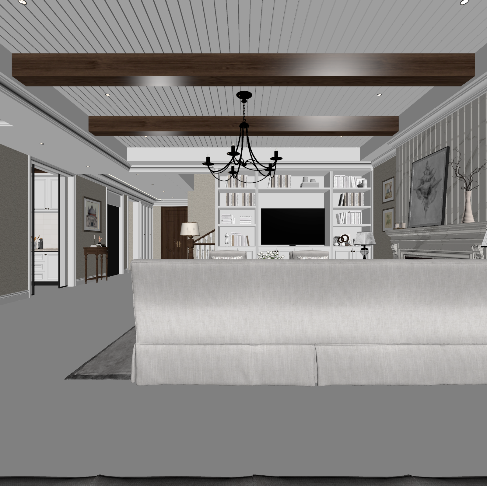 美式家居客厅3D模型下载【ID:1221999427】