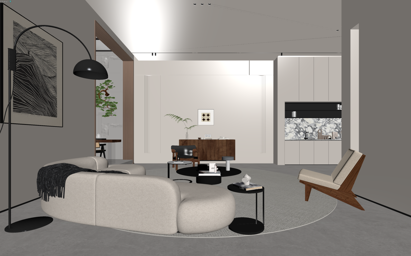 现代家居客厅3D模型下载【ID:1221978342】