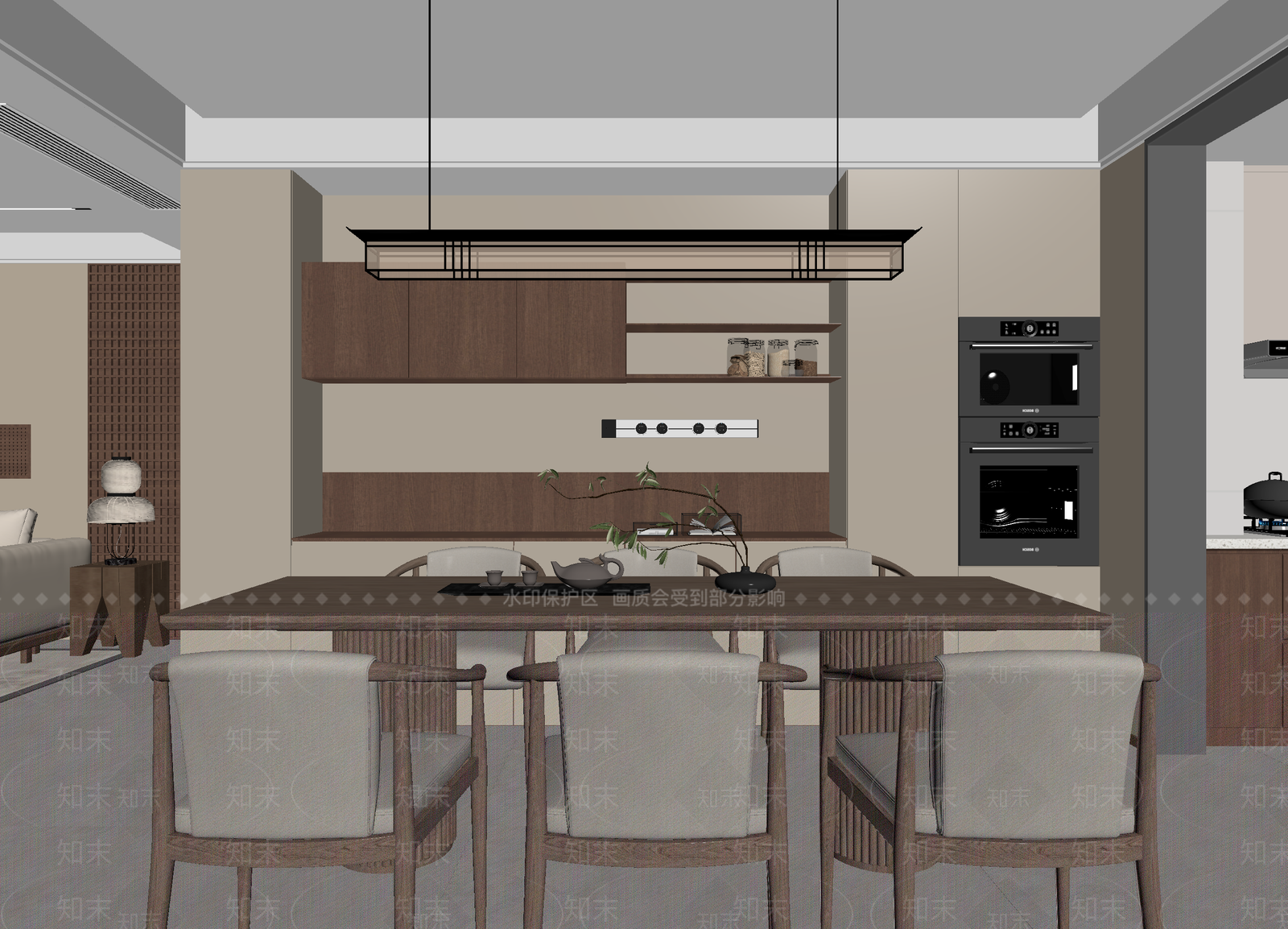 原木家居餐厅3D模型下载【ID:1215057692】