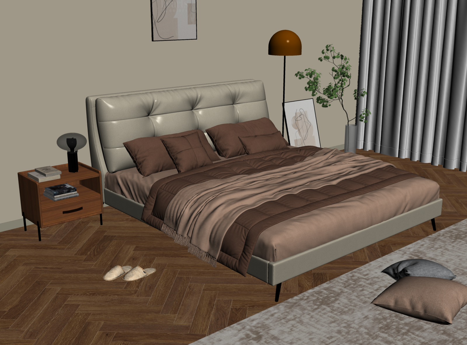 现代家居卧室3D模型下载【ID:1221950403】