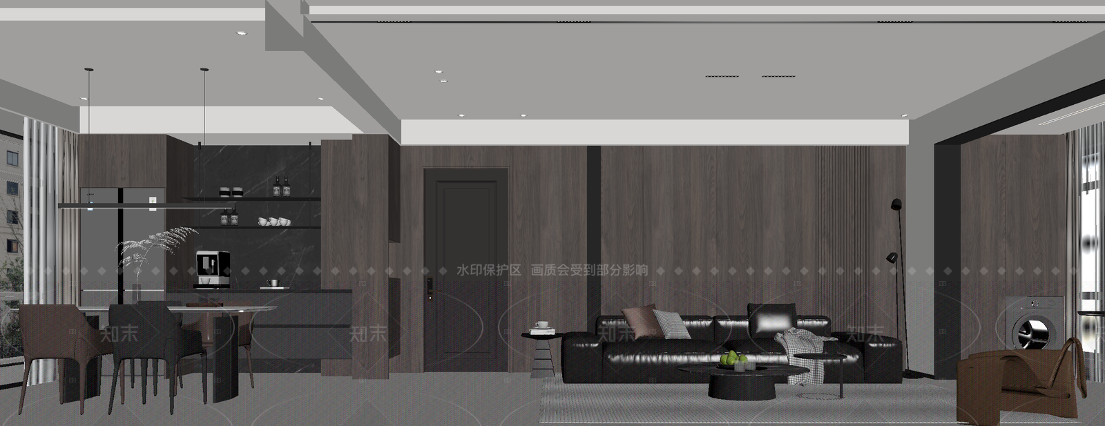 现代客餐厅3D模型下载【ID:1215923330】