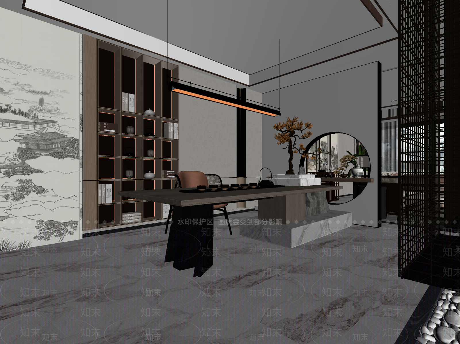 新中式茶馆3D模型下载【ID:1214107245】