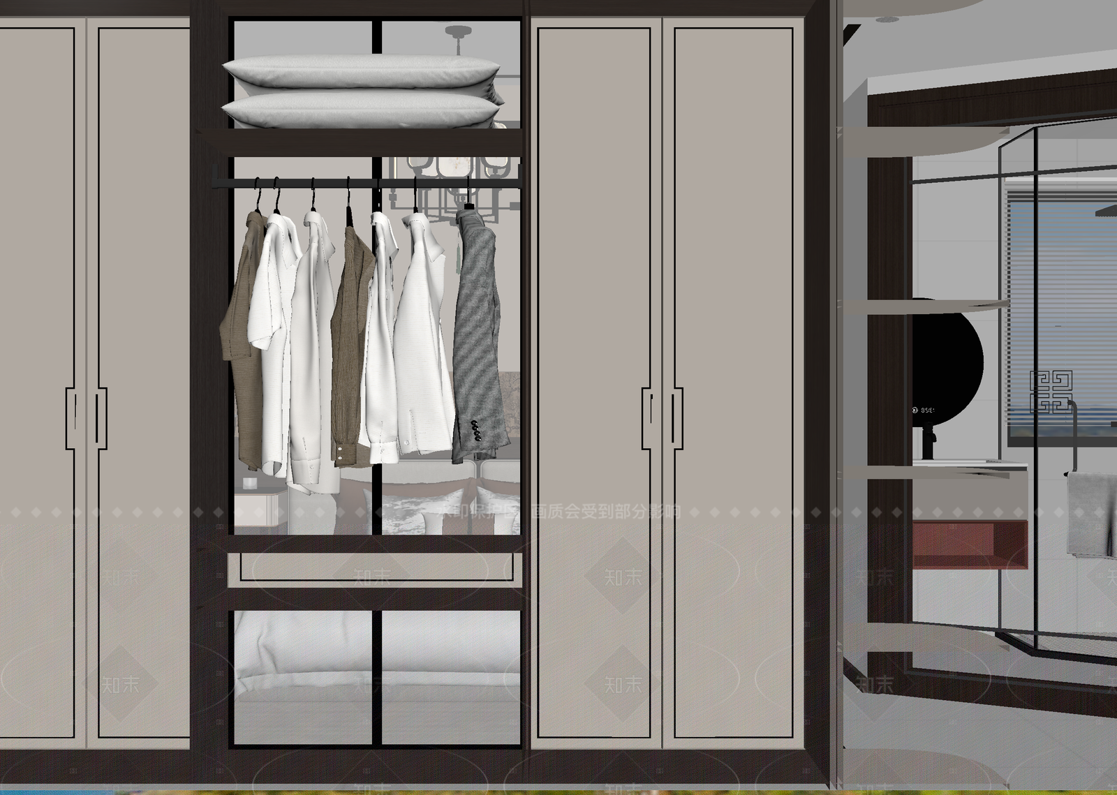 新中式衣帽间3D模型下载【ID:1214598700】
