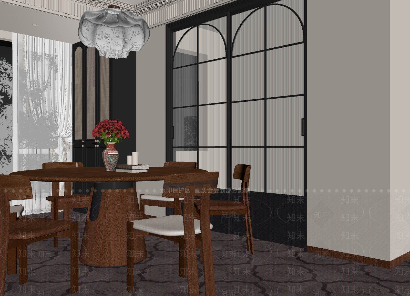 法式家居餐厅3D模型下载【ID:1215197389】