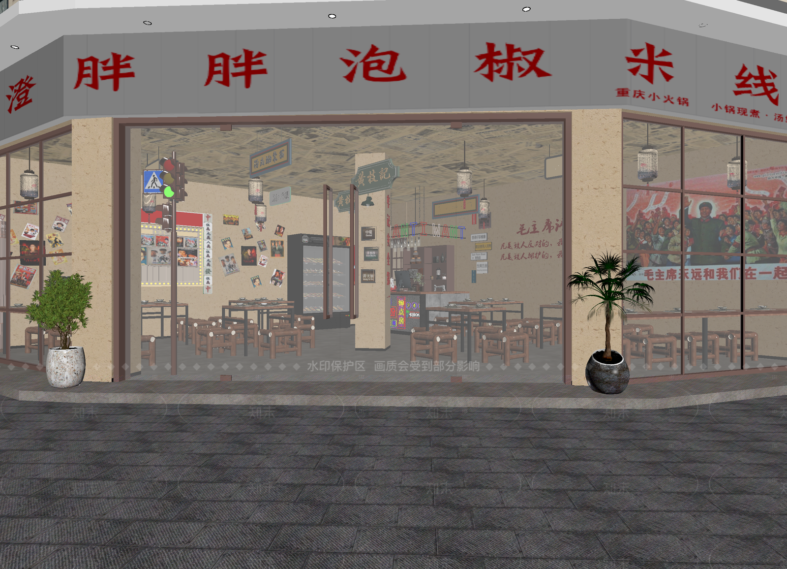 火锅店3D模型下载【ID:1214585973】