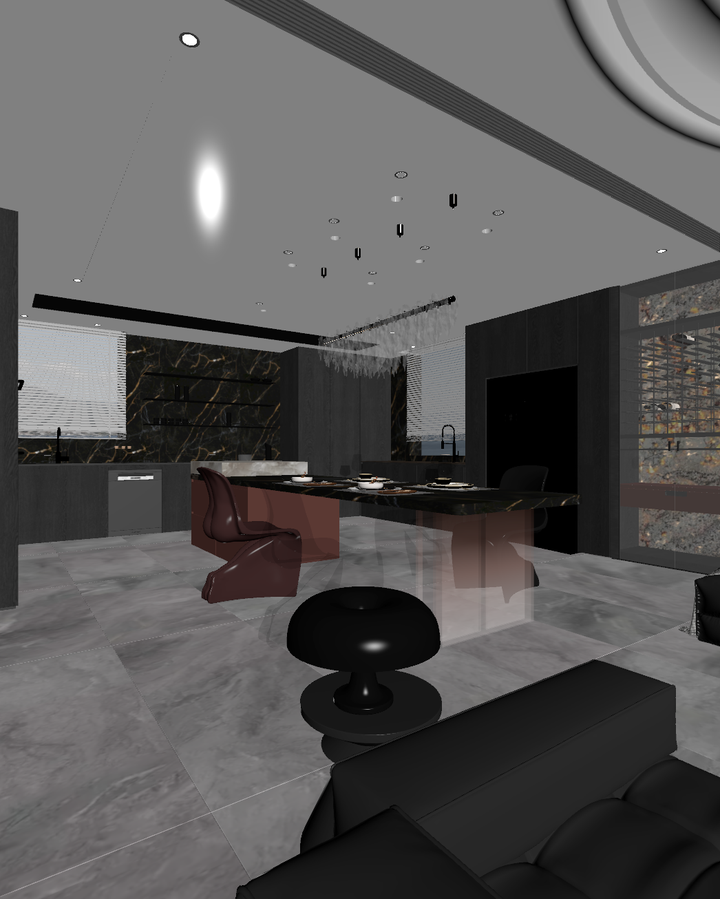 轻奢酒店餐厅3D模型下载【ID:1221900725】