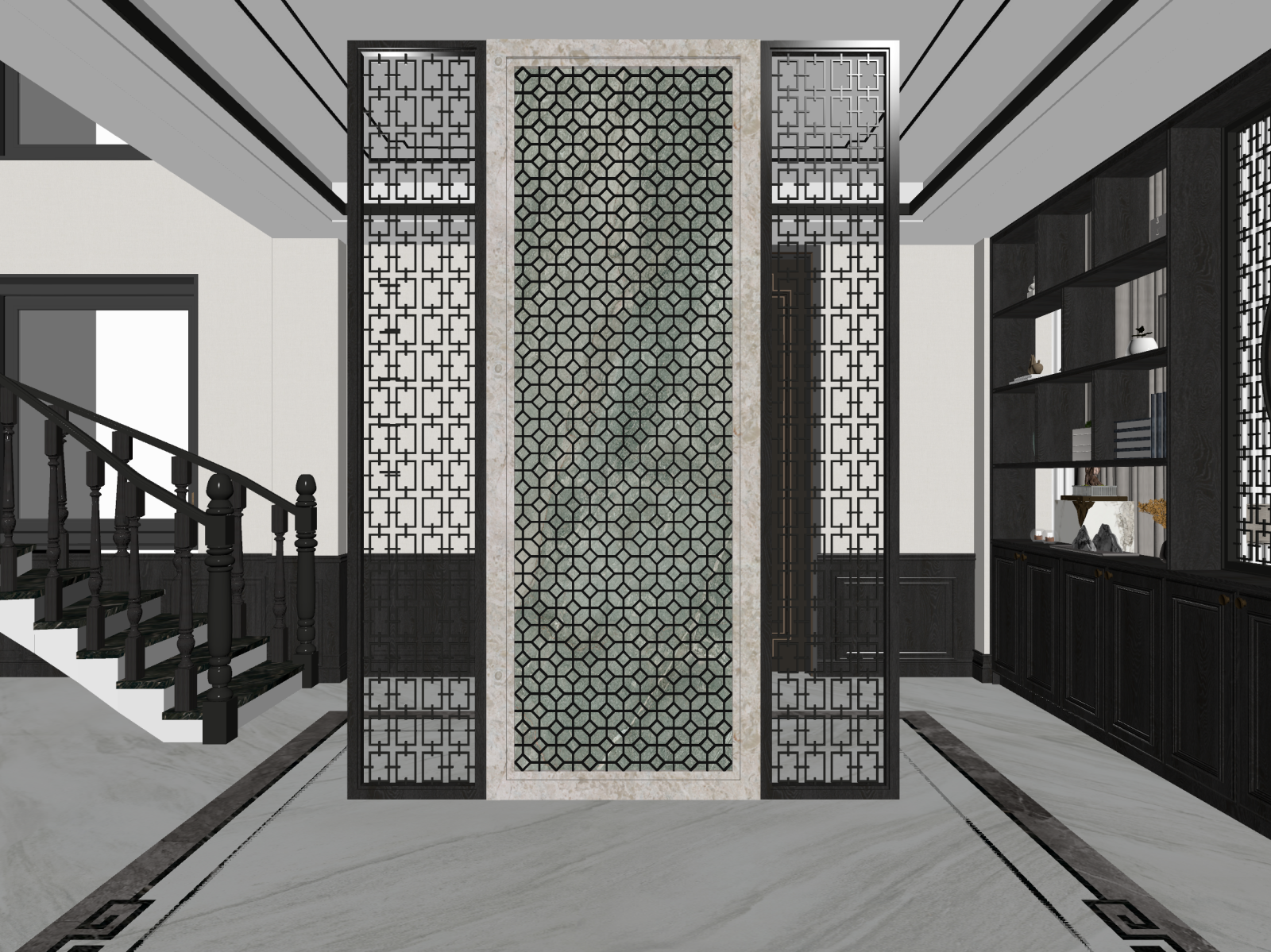 新中式玄关3D模型下载【ID:1221766029】