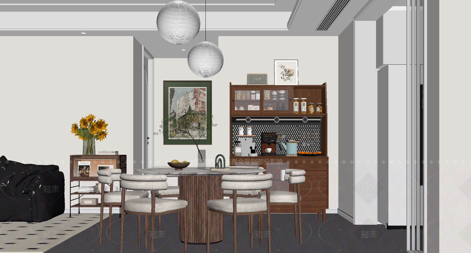现代家居餐厅3D模型下载【ID:1214575888】