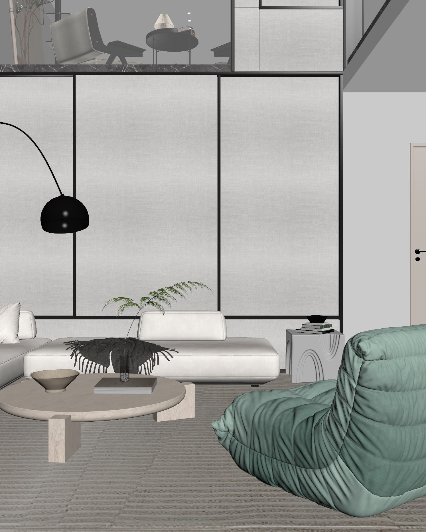 新中式挑空客厅3D模型下载【ID:1222007675】