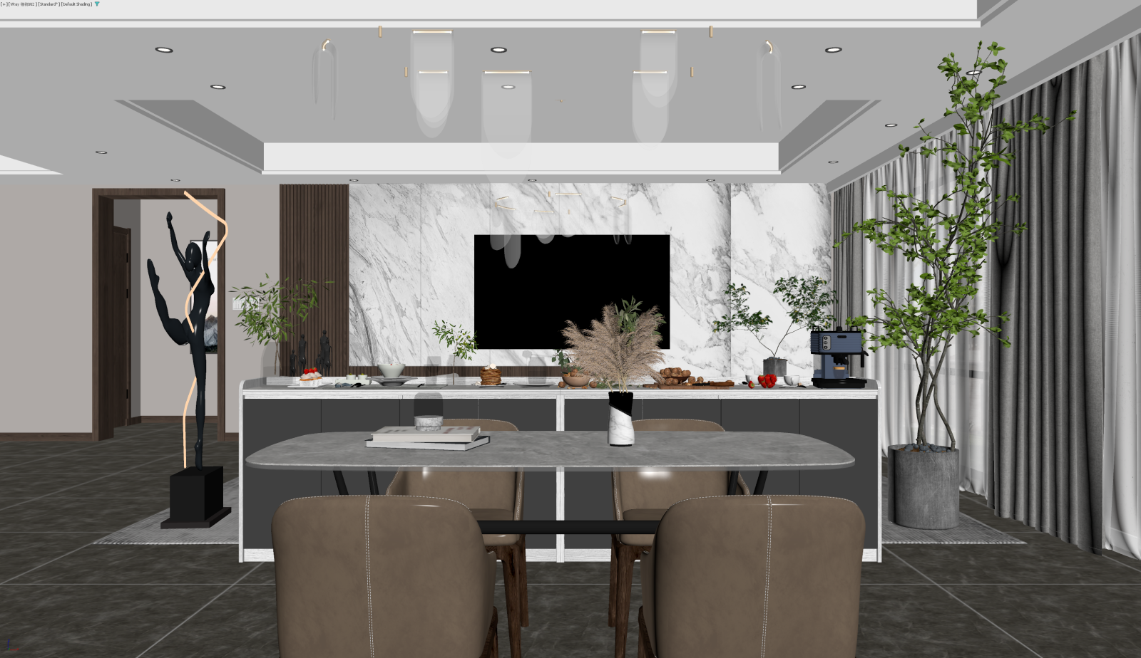 现代家居餐厅3D模型下载【ID:1221757244】