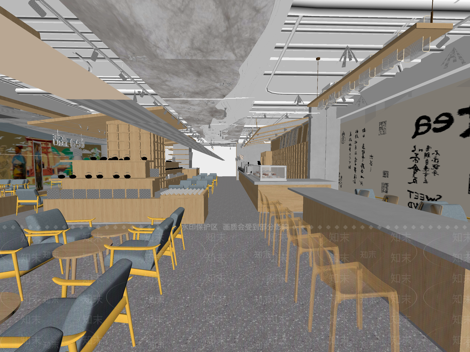 新中式咖啡厅3D模型下载【ID:1214331170】