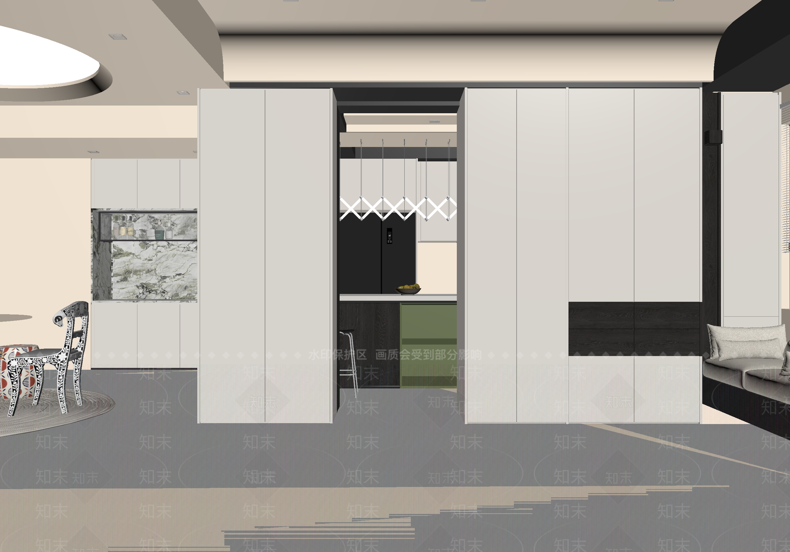 现代开放式厨房3D模型下载【ID:1214774525】