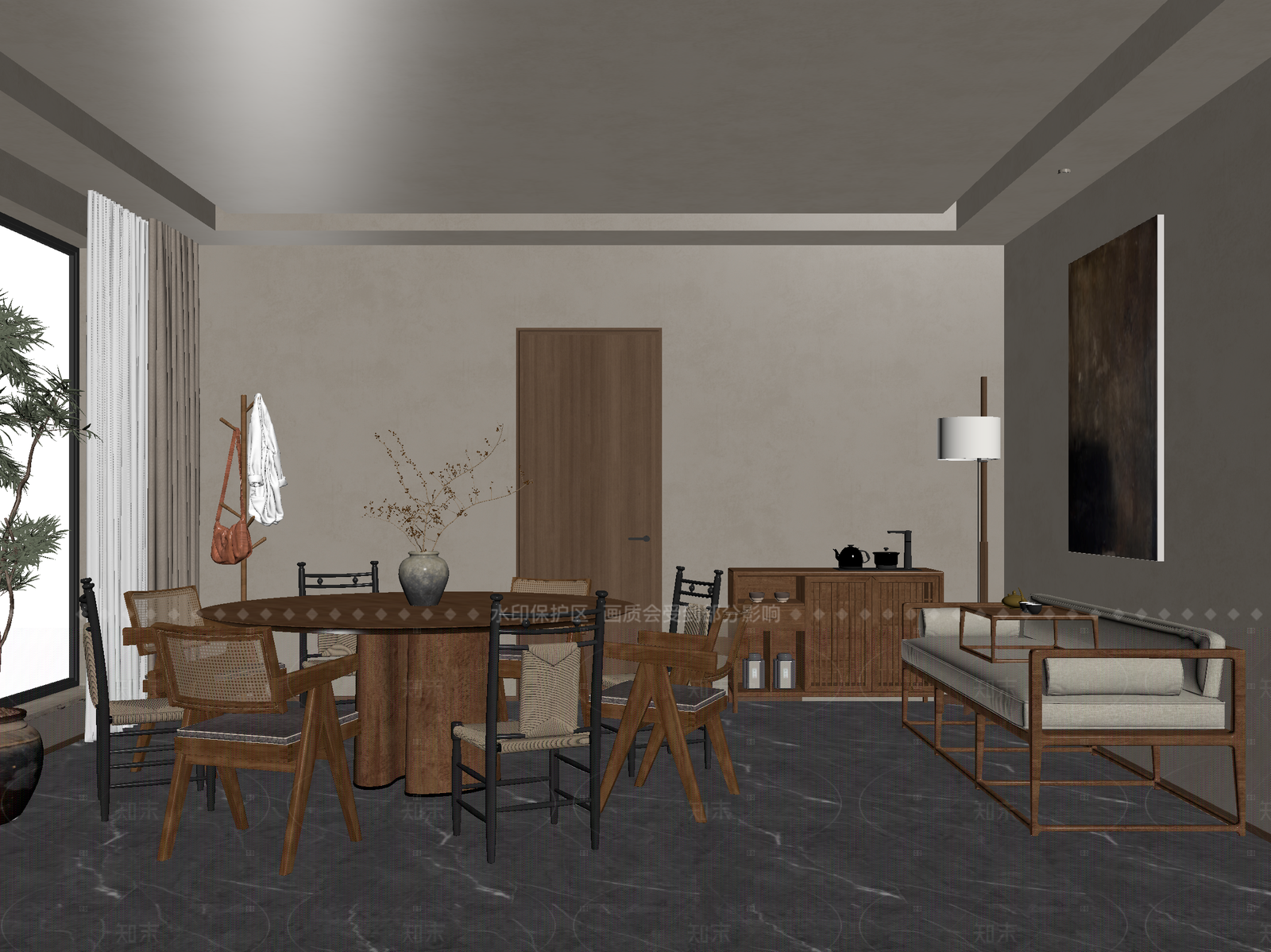侘寂家居餐厅3D模型下载【ID:1214647968】