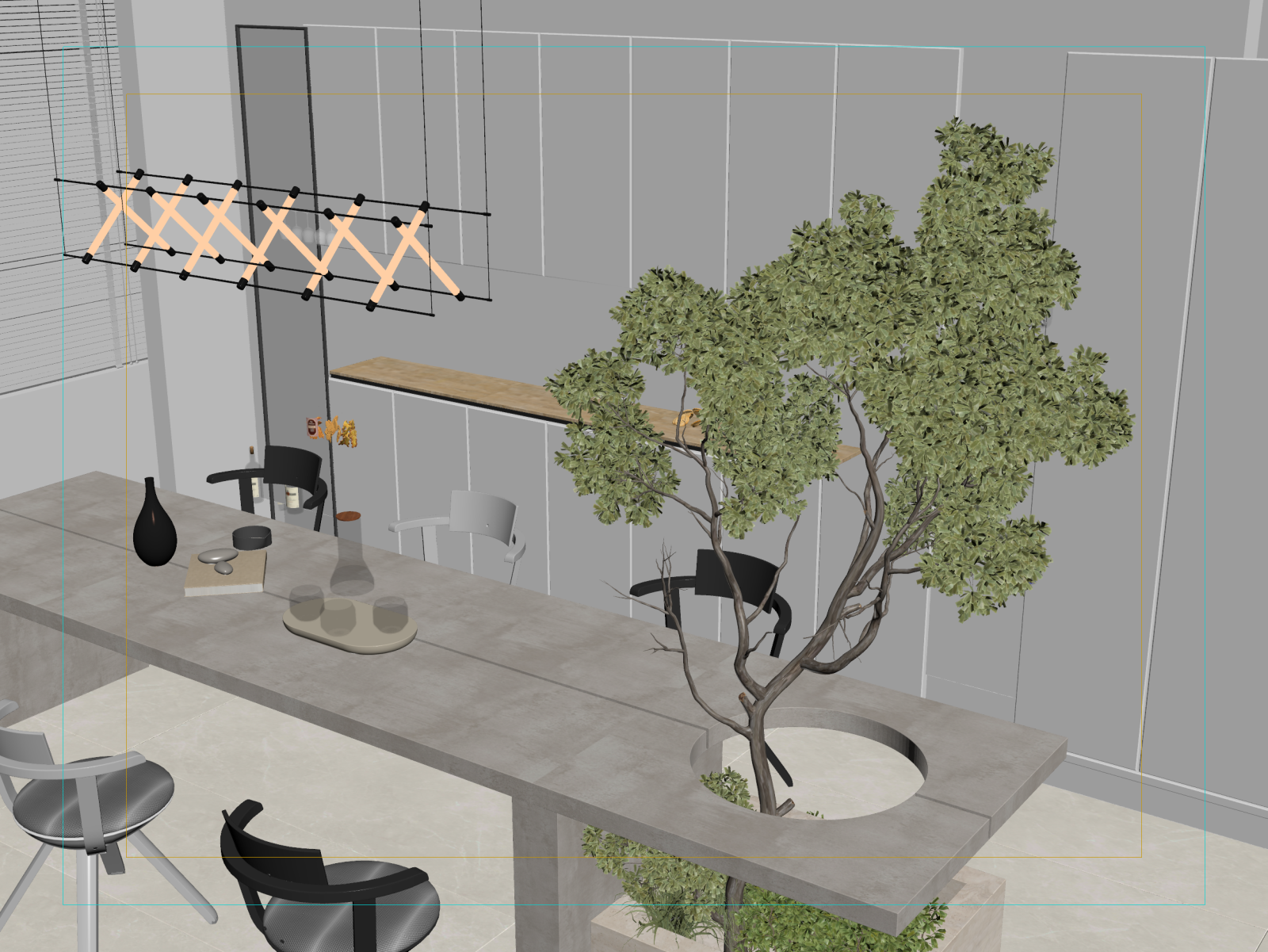 现代酒店餐厅3D模型下载【ID:1222028763】