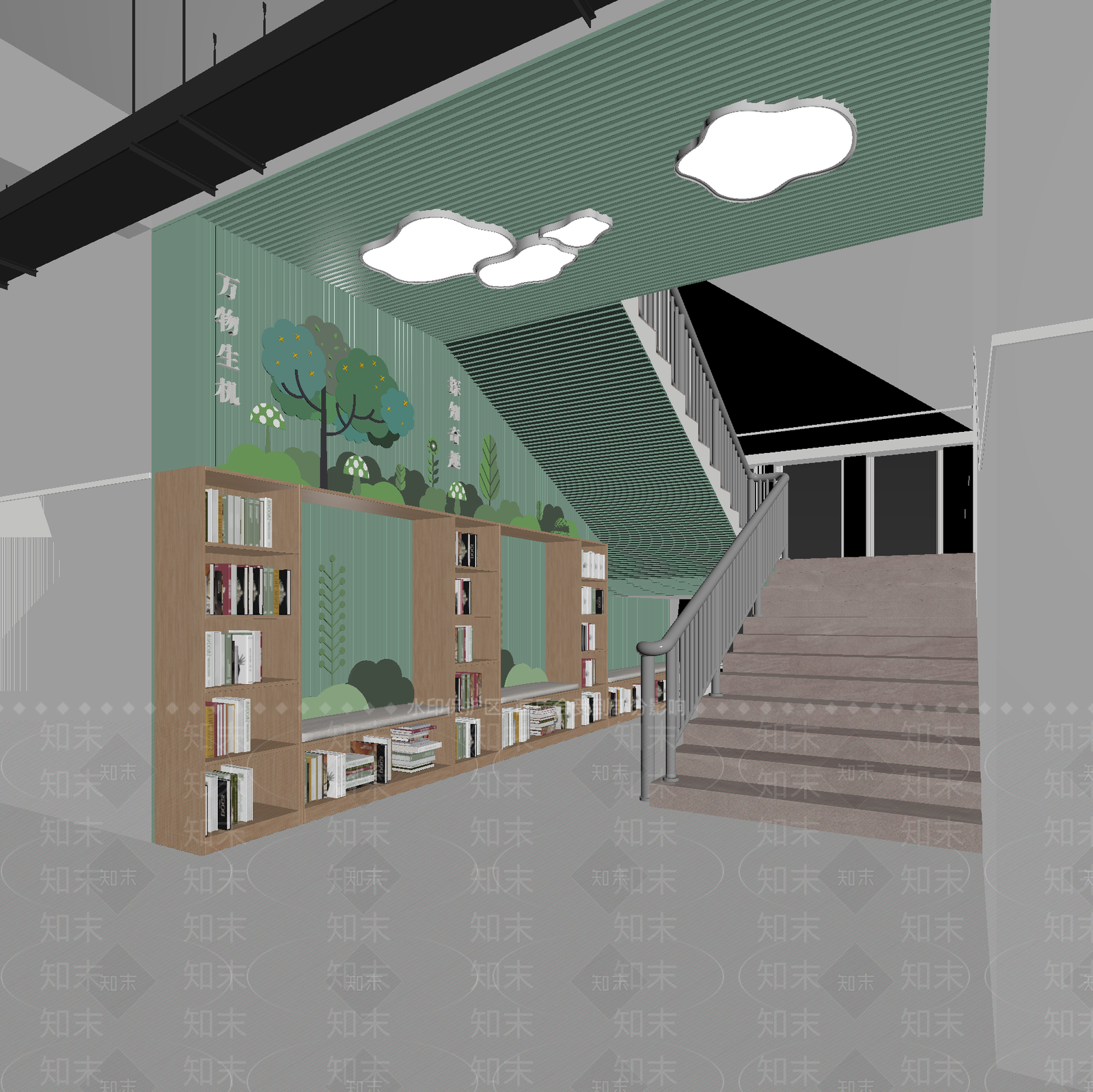 新中式图书馆3D模型下载【ID:1214164702】
