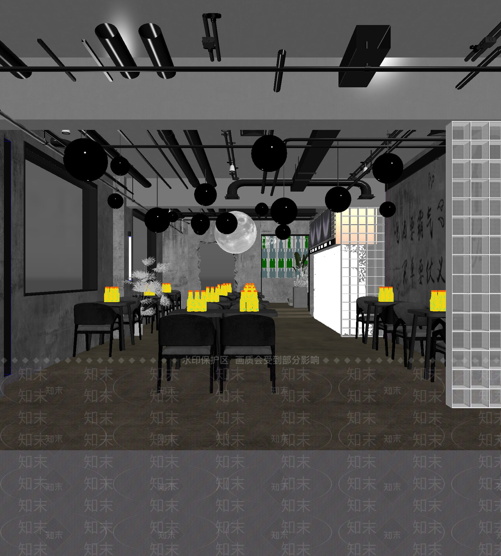 工业风咖啡厅3D模型下载【ID:1214367810】
