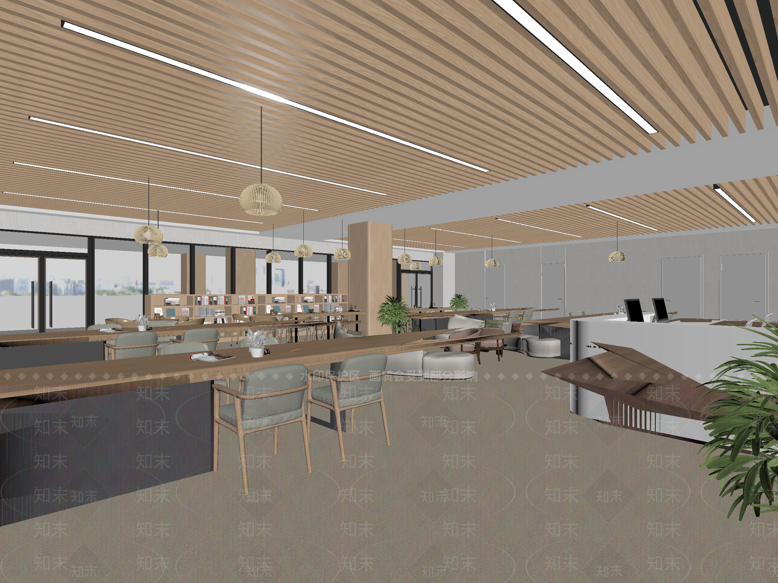 办公大厅3D模型下载【ID:1214097399】