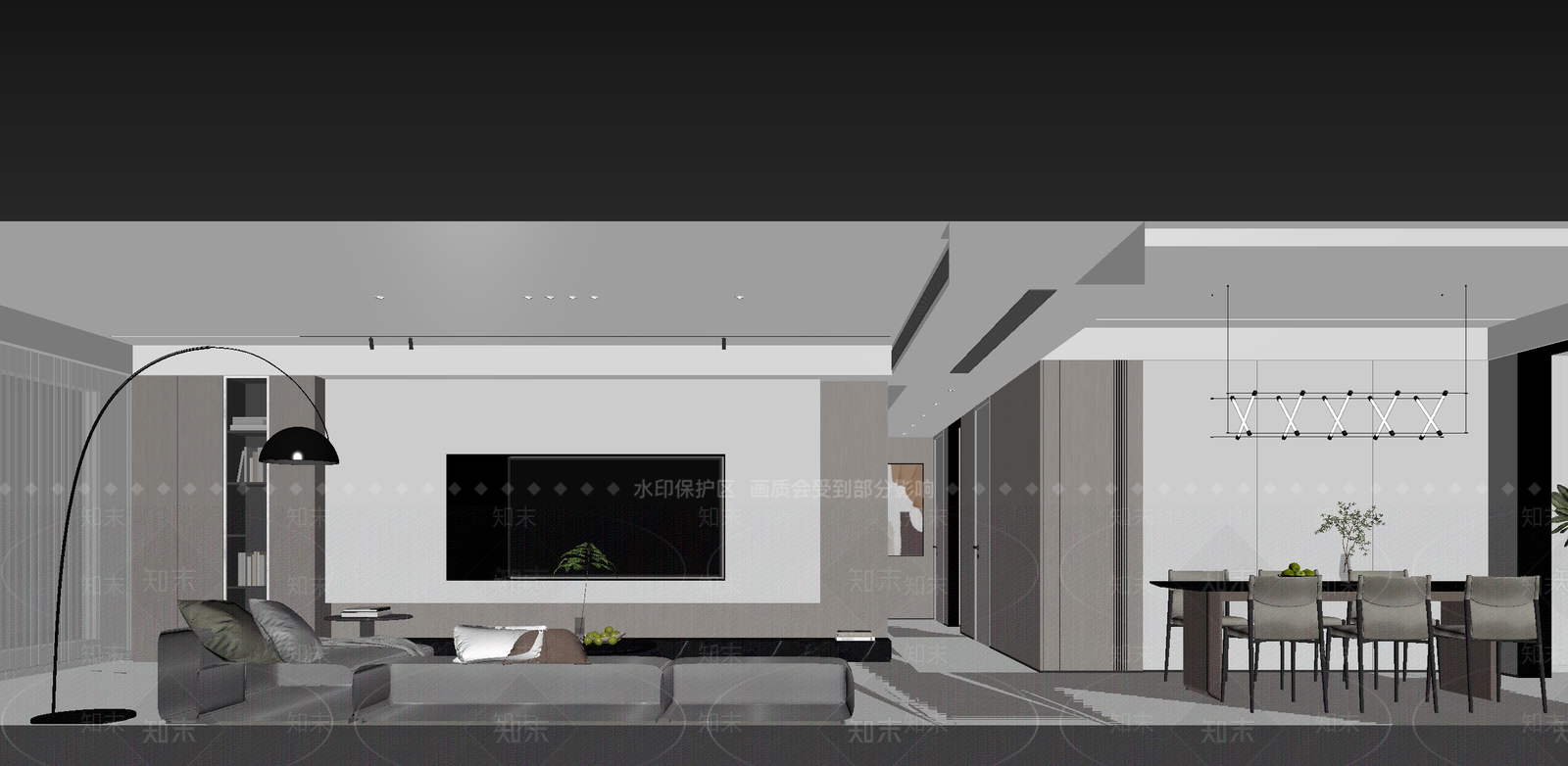 现代客餐厅3D模型下载【ID:1215059572】