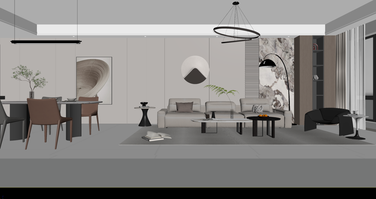 现代客餐厅3D模型下载【ID:1221487473】