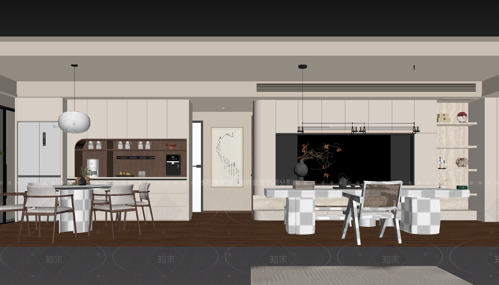 新中式客餐厅3D模型下载【ID:1214977547】