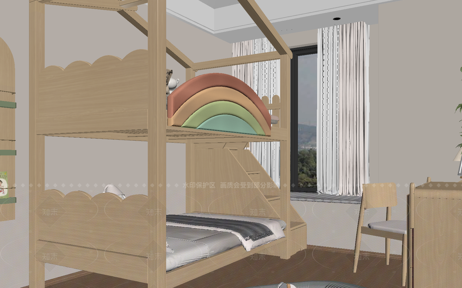 现代通用儿童房3D模型下载【ID:1214609754】