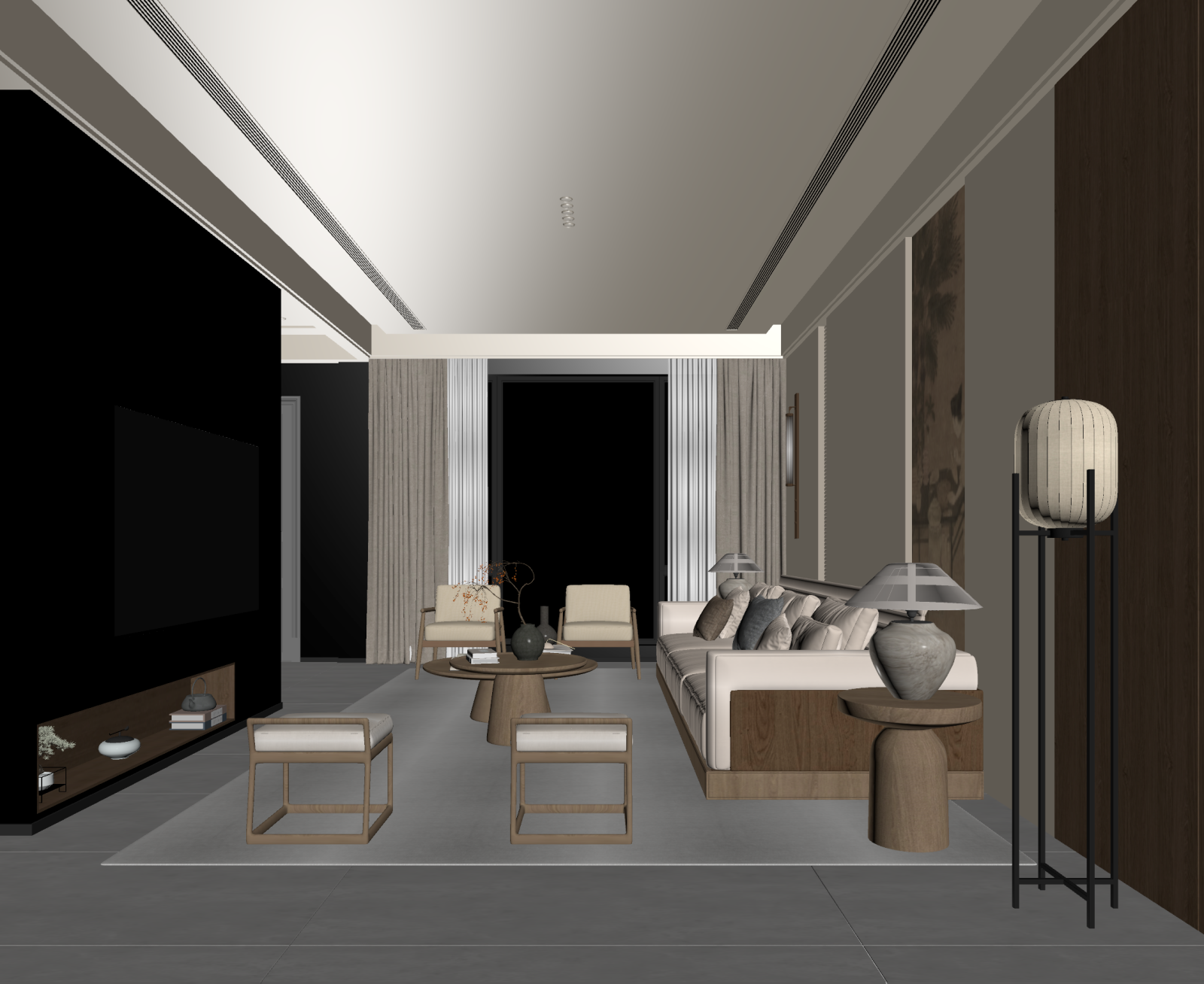 新中式家居客厅3D模型下载【ID:1221991531】