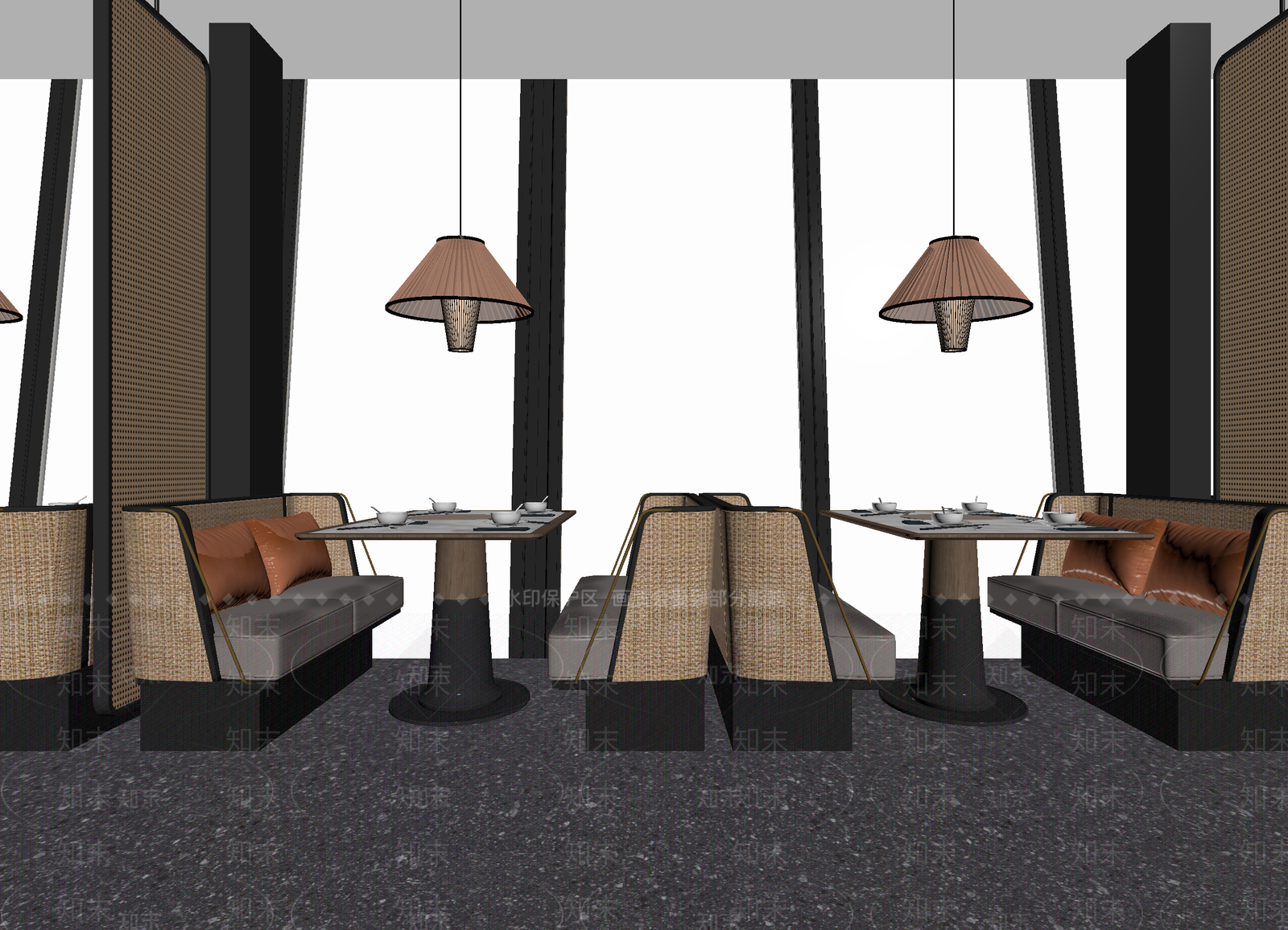 新中式咖啡厅3D模型下载【ID:1214429359】