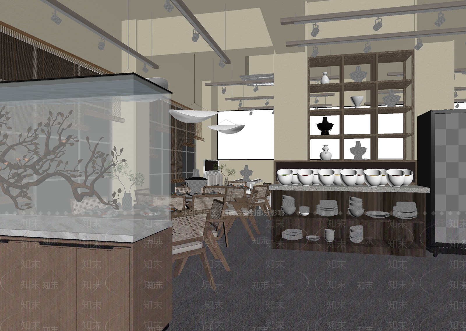 中式中餐厅3D模型下载【ID:1214847506】