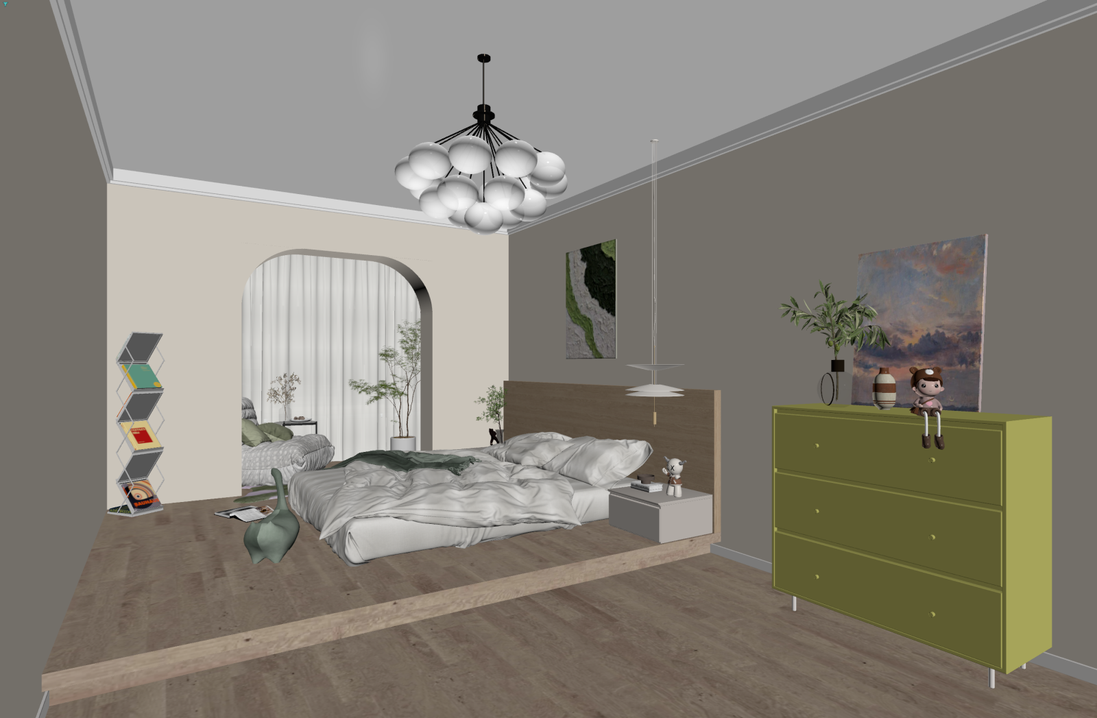 现代家居卧室3D模型下载【ID:1221875899】