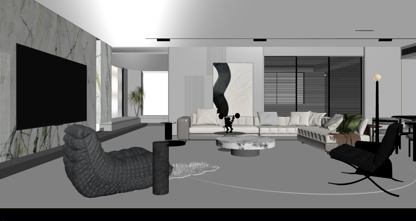 现代家居客厅3D模型下载【ID:1221669311】