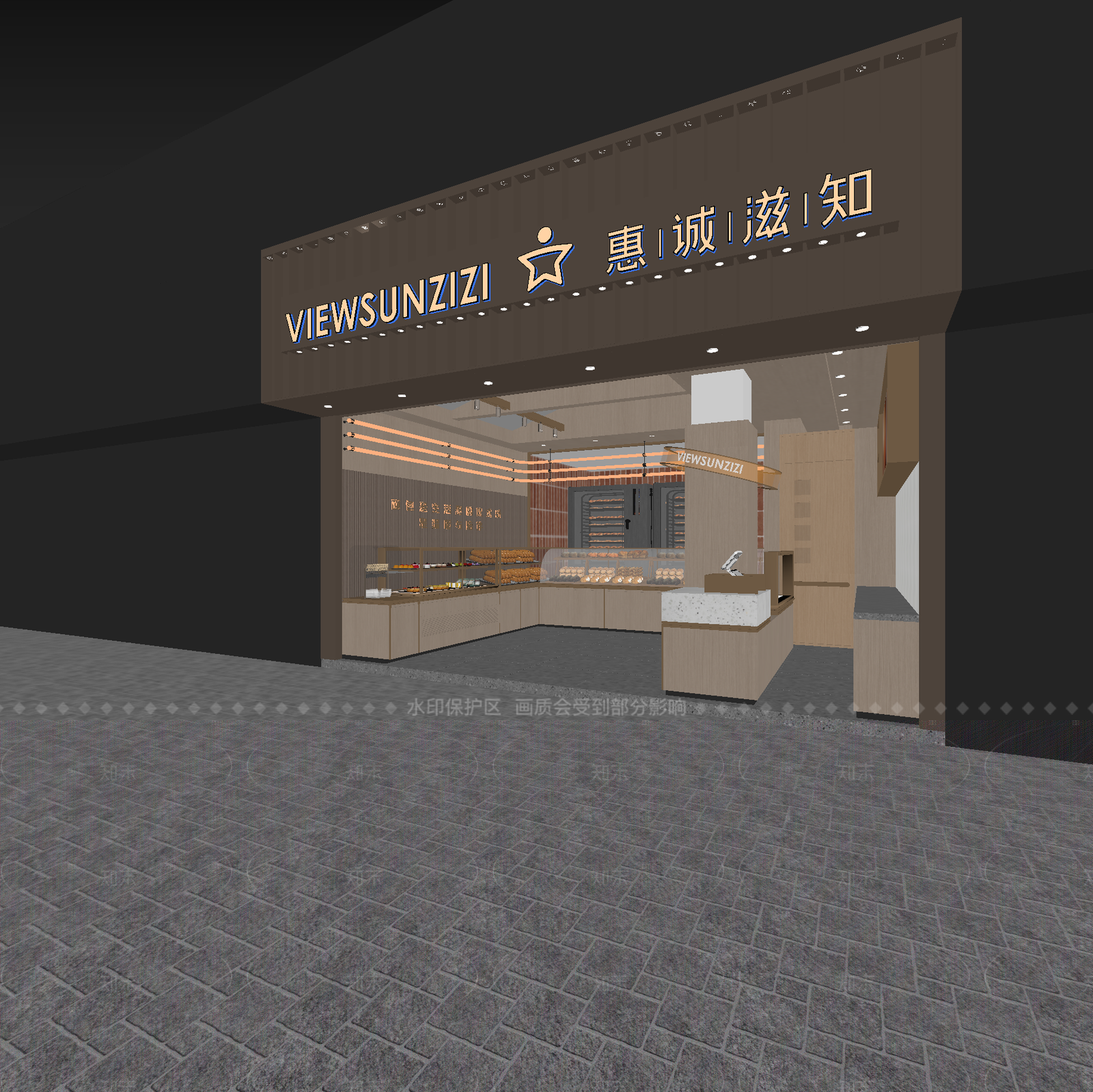现代甜品面包店3D模型下载【ID:1214641460】