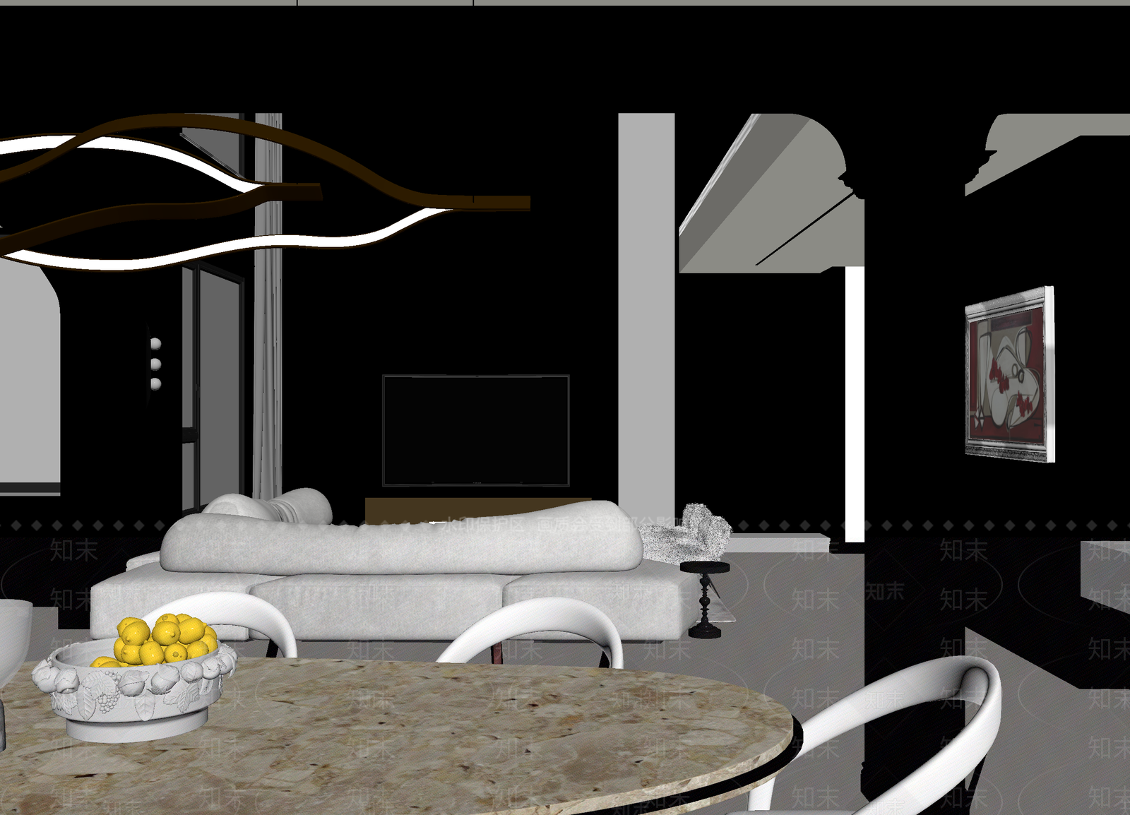 法式客餐厅3D模型下载【ID:1215152061】