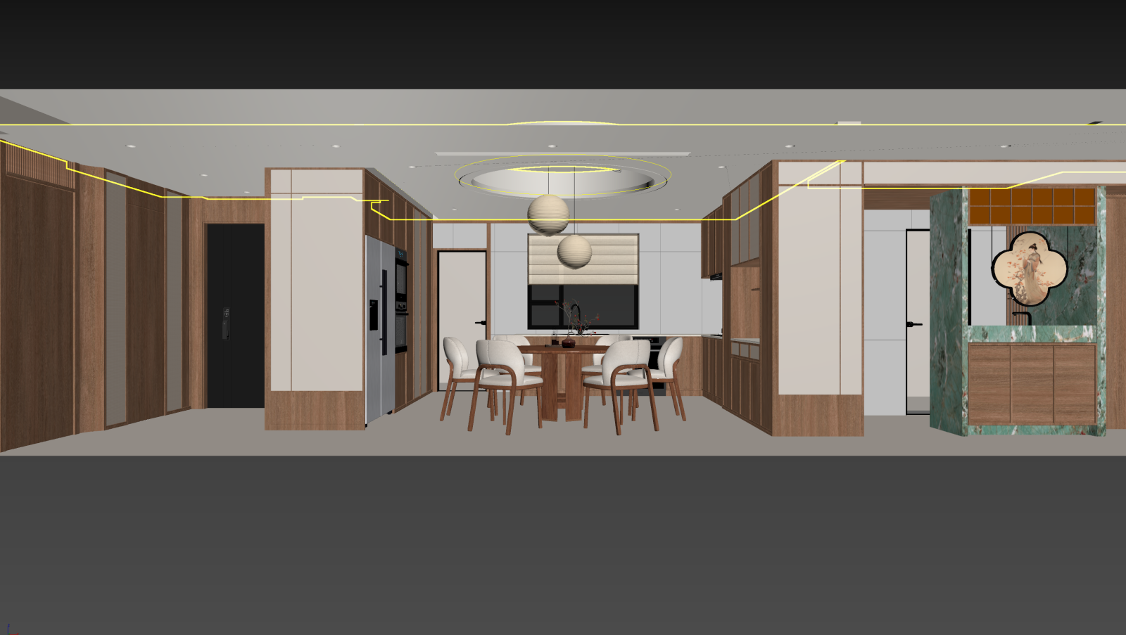 禅意家居餐厅3D模型下载【ID:1221595639】