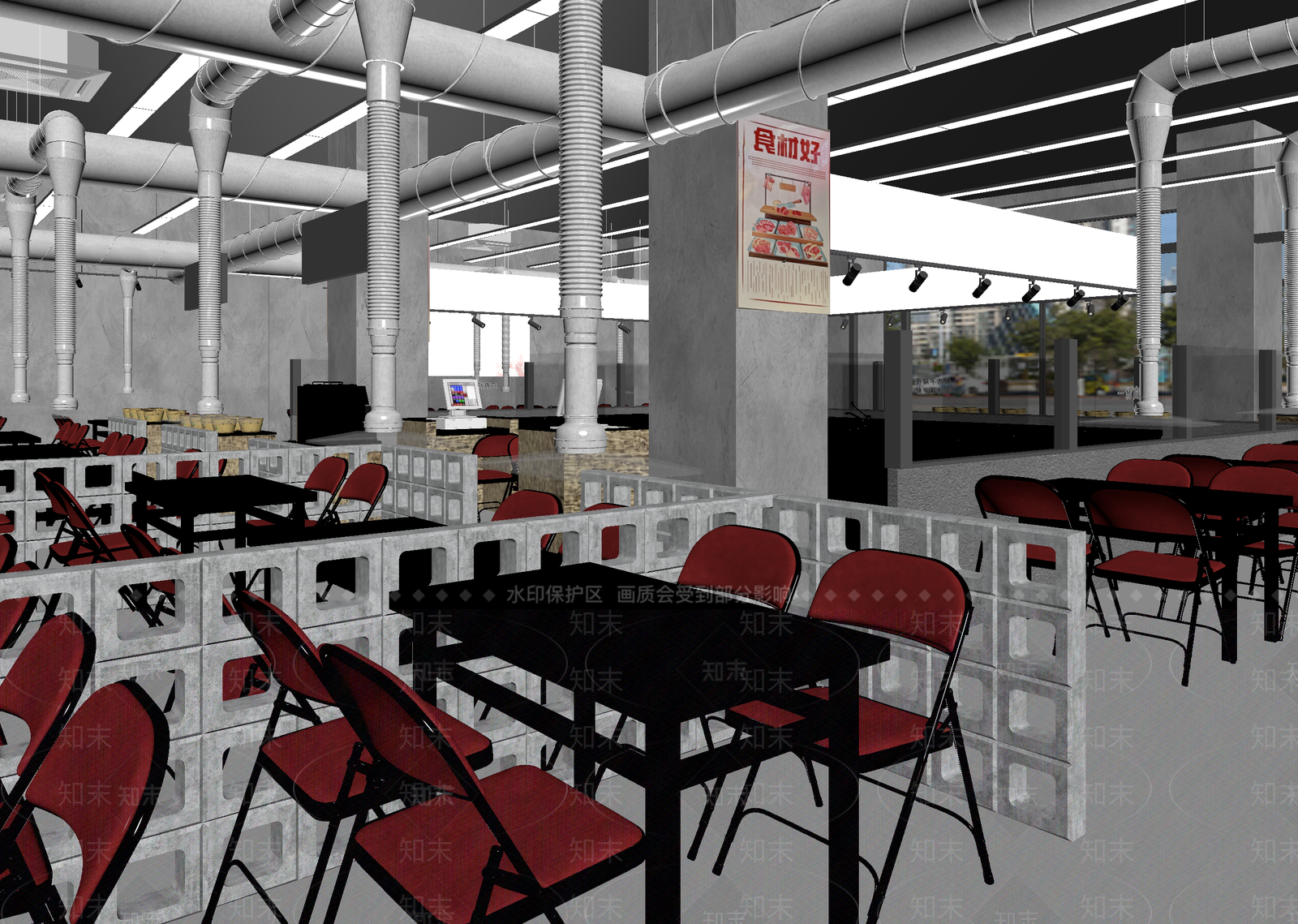 工业风快餐店3D模型下载【ID:1214146926】