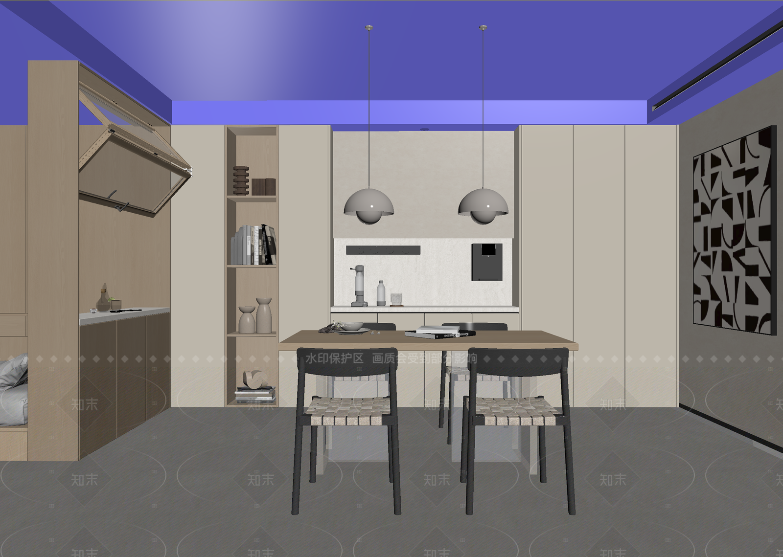 现代开放式厨房3D模型下载【ID:1214621238】