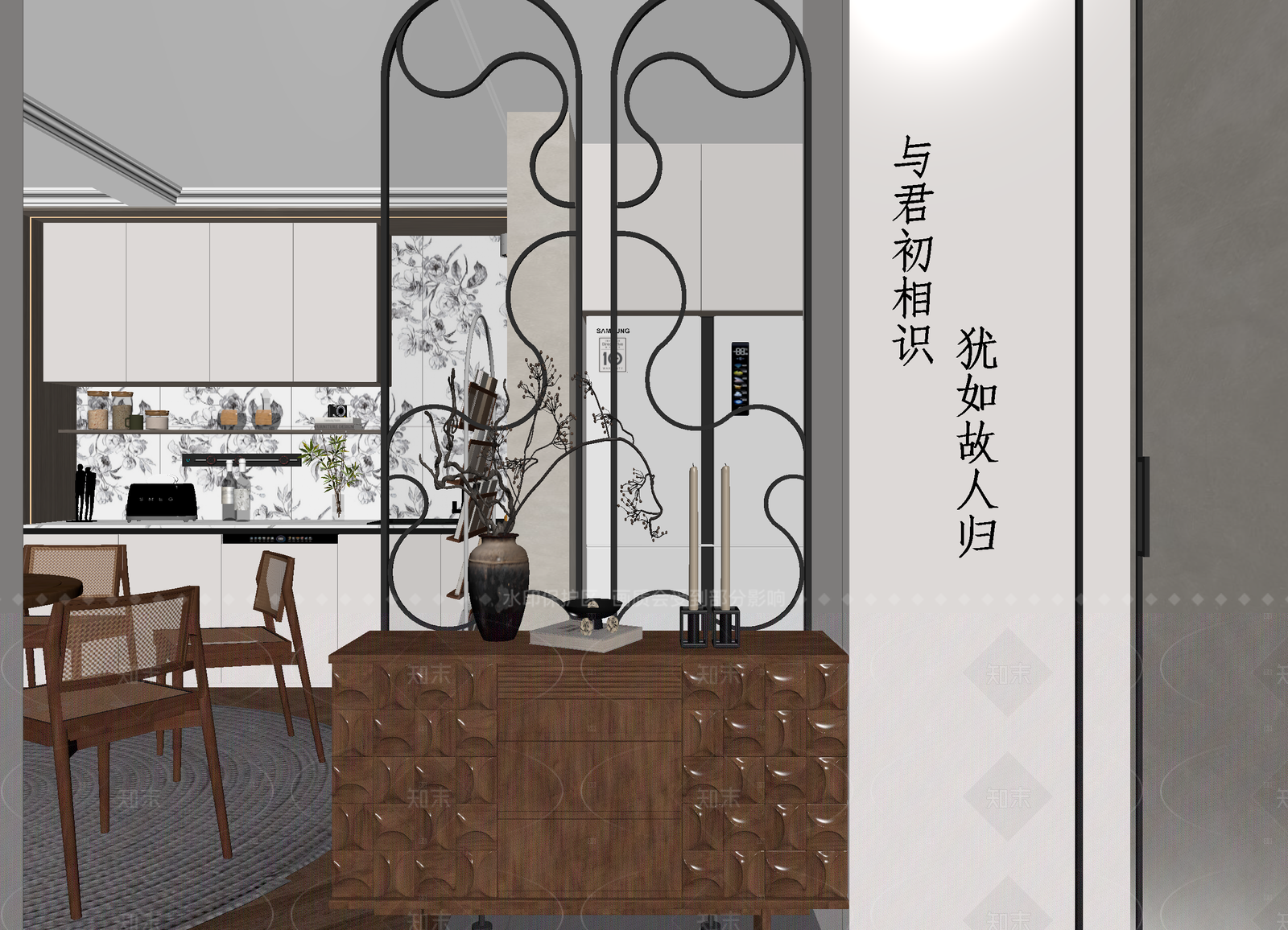 复古玄关3D模型下载【ID:1214639505】