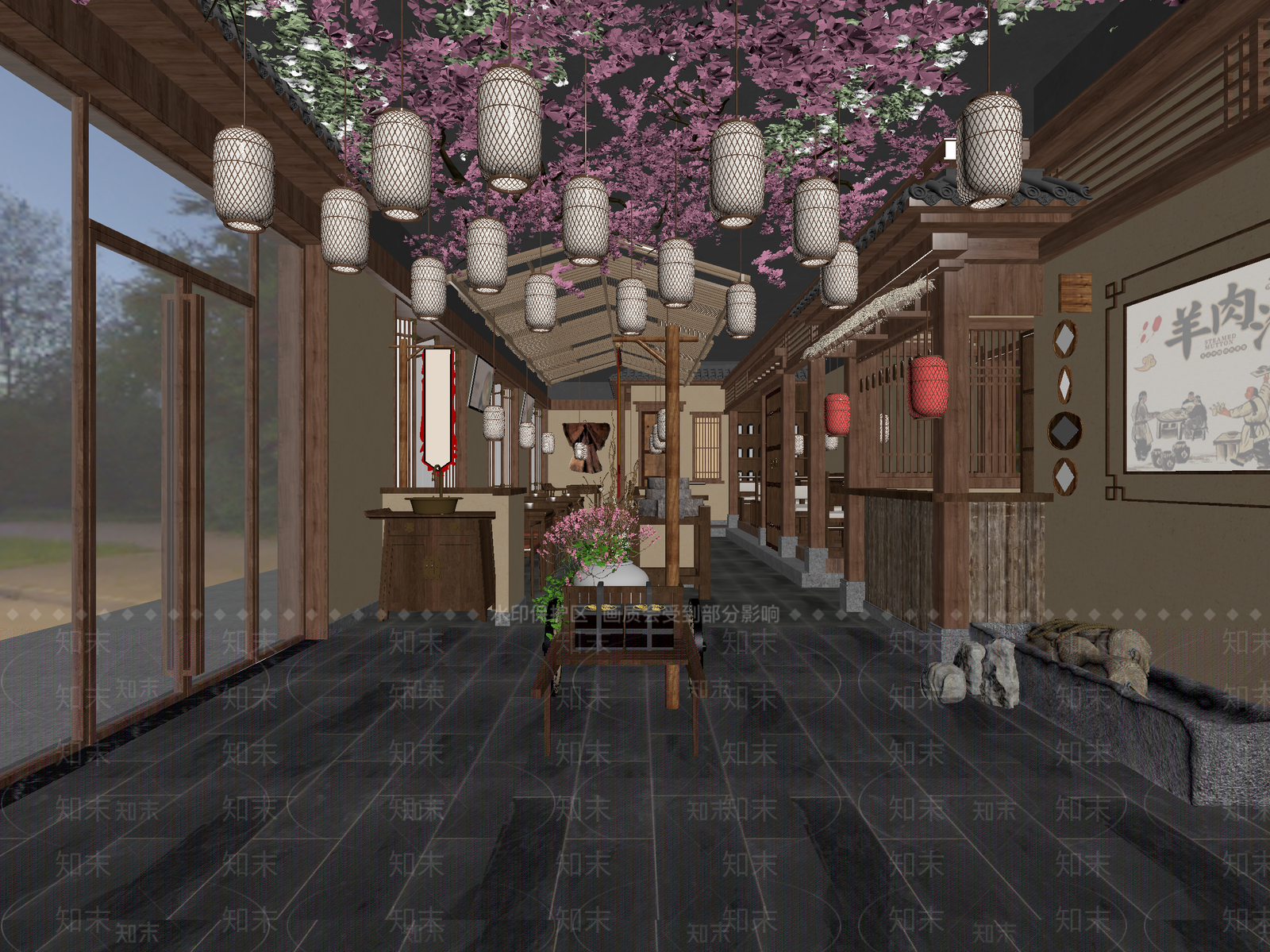 中式火锅店3D模型下载【ID:1214655589】