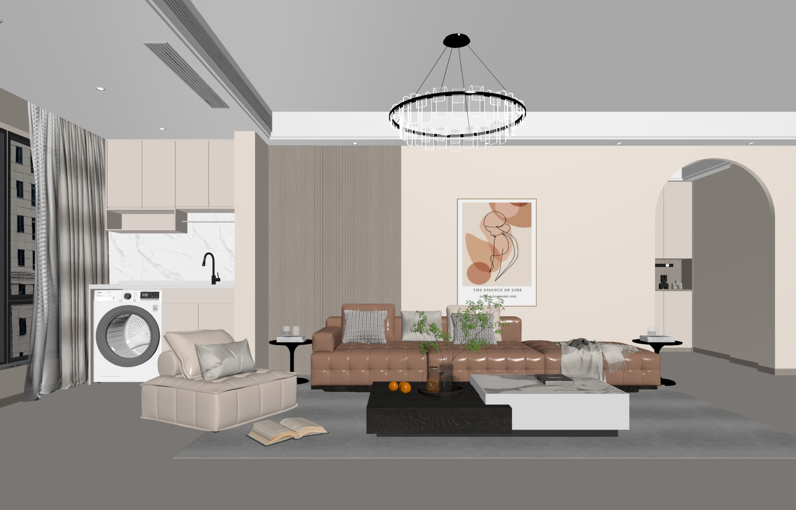 现代家居客厅3D模型下载【ID:1221999391】