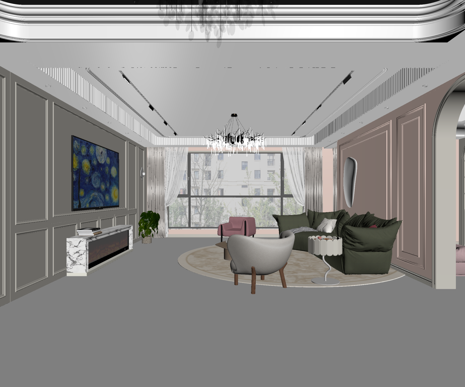 法式家居客厅3D模型下载【ID:1222022918】