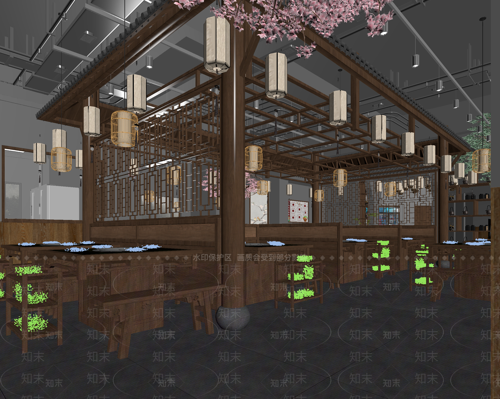 中式中餐厅3D模型下载【ID:1214287146】