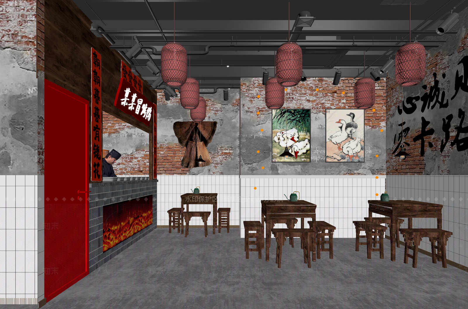 火锅店3D模型下载【ID:1214586149】