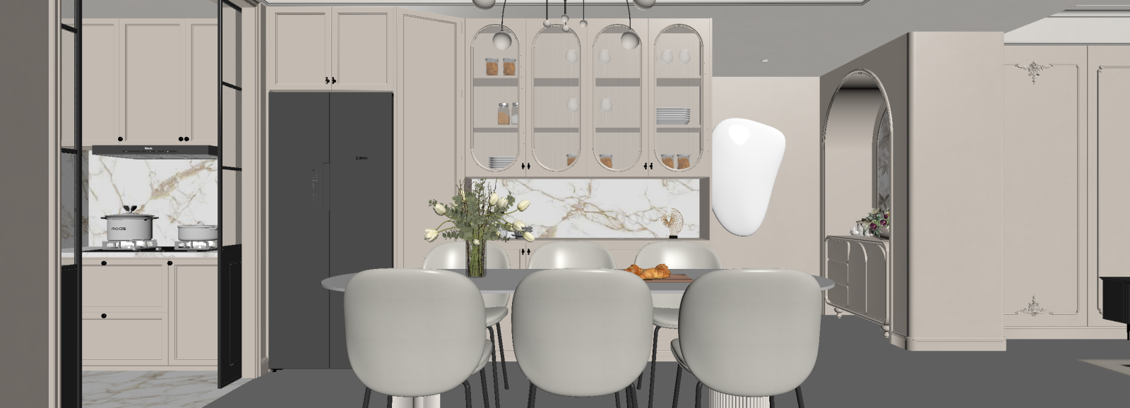 法式家居餐厅3D模型下载【ID:1222091640】