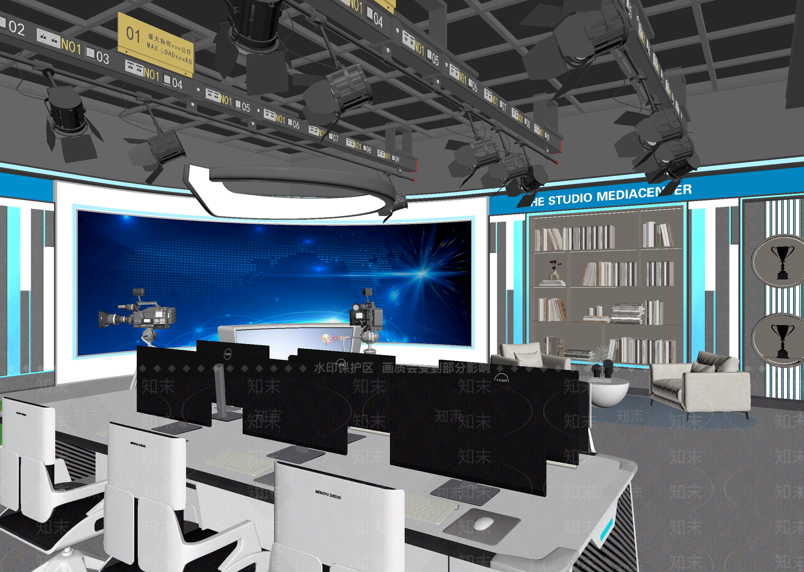 现代直播间3D模型下载【ID:1214338803】