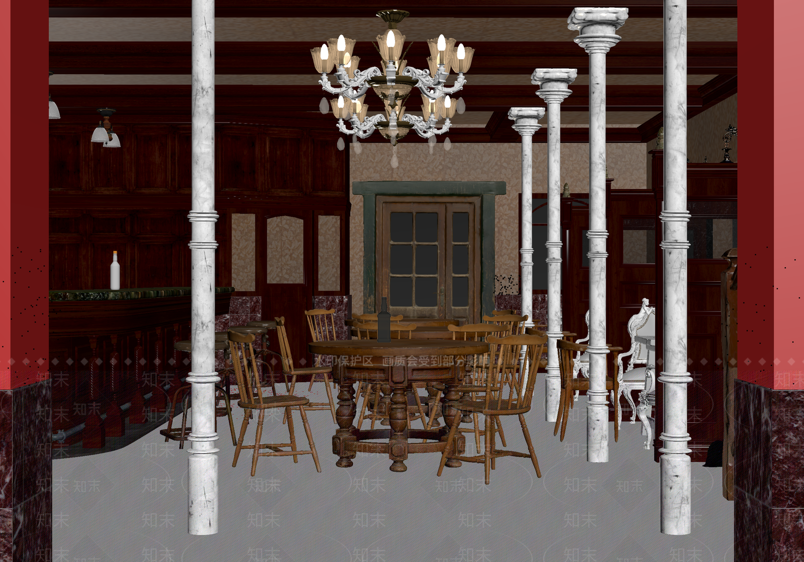 美式酒馆3D模型下载【ID:1214000875】